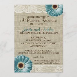 Invitación Recepción verde azulada de Bodas de Daisy y Burlap