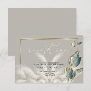 Invitación Recepción verde azulada Foliage Gold Ivory Pampas
