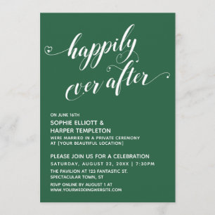 Invitación Recepción Verde del Guión de Corazones Felices par