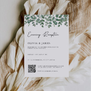 Invitación Recepción verde por la noche con código QR rsvp