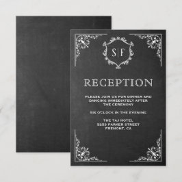 Invitación Reception Monograma Ornate Pizarra
