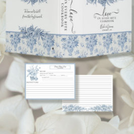 Invitación Receta Chinoiserie Floral Blue and White Bridal