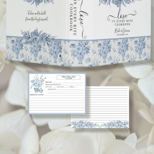 Invitación Receta Chinoiserie Floral Blue and White Bridal (Subido por el creador)