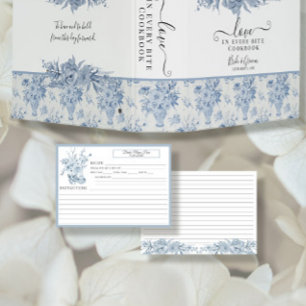 Invitación Receta Chinoiserie Floral Blue and White Bridal