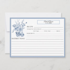 Invitación Receta Chinoiserie Floral Blue and White Family