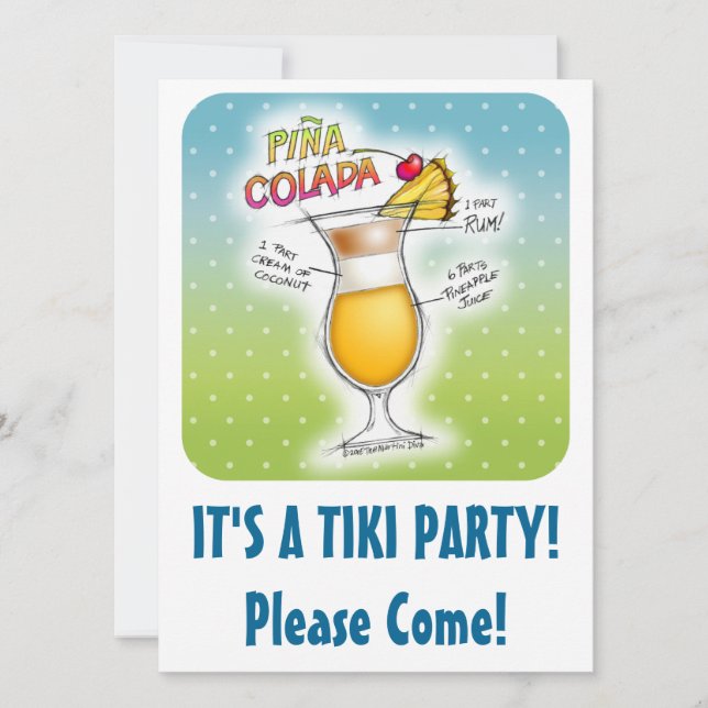 INVITACIÓN RECETA DE COCTEL DE PINA COLADA ART (Anverso)
