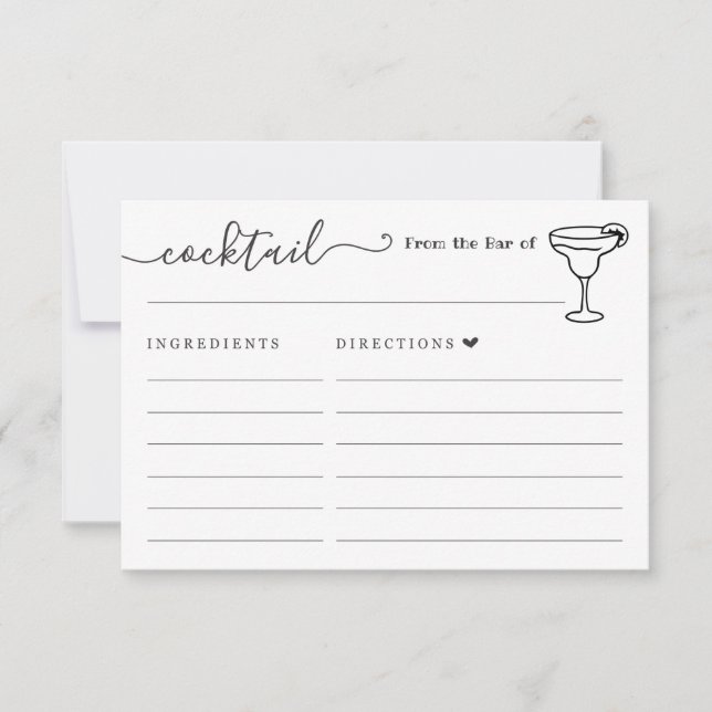 Invitación Receta de cóctel para el bar (Anverso)