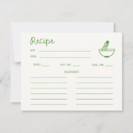 Invitación Receta de ducha de novia manuscrita de Matcha verd