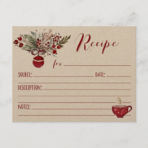 Invitación Receta de festividad de ornamento rojo