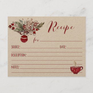 Invitación Receta de festividad de ornamento rojo