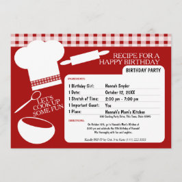 Invitación Receta de la fiesta de cumpleaños de cocina