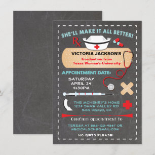 Invitación Receta de la fiesta de graduación de la escuela de