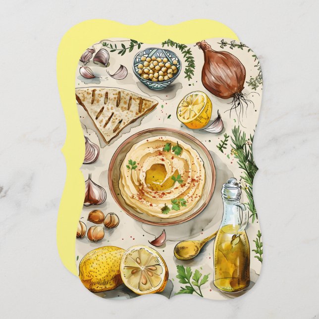Invitación Receta Hummus de granja a mesa: comida orgánica ár (Anverso / Reverso)