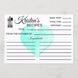 Invitación Receta Ingredientes de la Cocina Llenados Corazón
