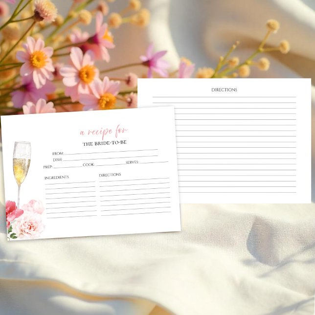 Invitación Recetas de ducha de novia floral Prosecco (Subido por el creador)