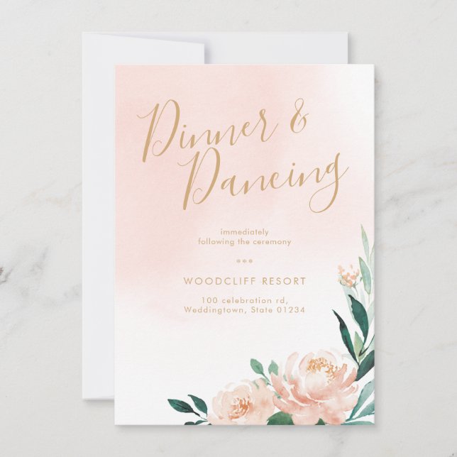 Invitación Recibimiento floral con acuarela de jardín románti (Anverso)
