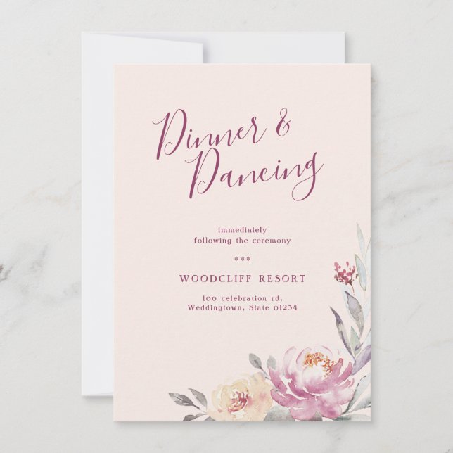 Invitación Recibimiento floral con acuarela de jardín románti (Anverso)