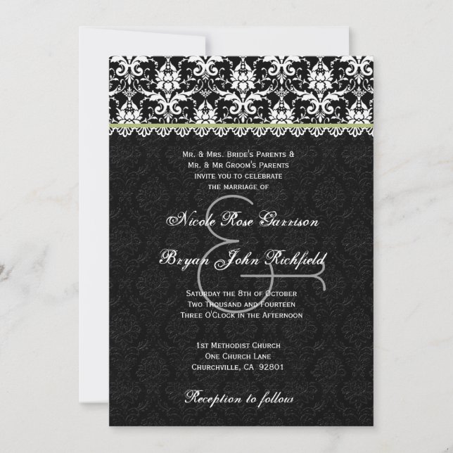 Invitación Reciclado del Boda de la cerradura de la cal blanc (Anverso)
