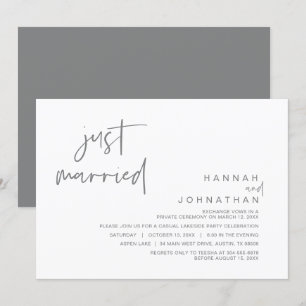 Invitación Recién Casado, Boda Elopement Fiesta Celebration