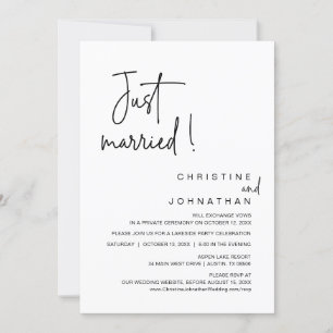 Invitación Recién Casado, Boda Elopement Invita Fiesta