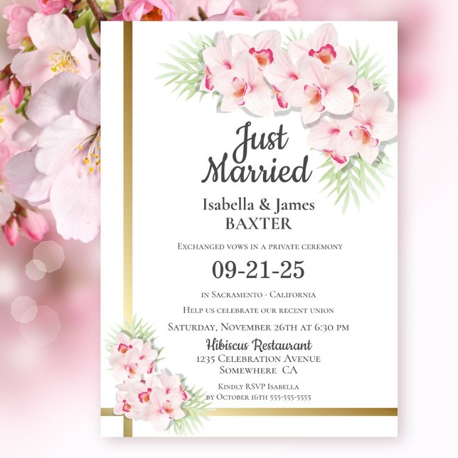 Invitación Recién Casado Orquídea Rosa Recepción de Boda Flor (Subido por el creador)