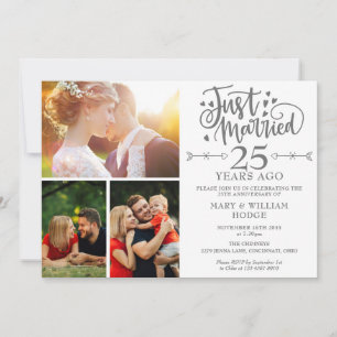 Invitación Recién Casados 25 Aniversario de Boda 3 Fotos