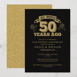 Invitación Recién Casados 50 Aniversario de Boda Dorado Negro