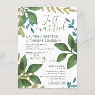 Invitación Recién Casados Acuarela Foliage Recepción Solament