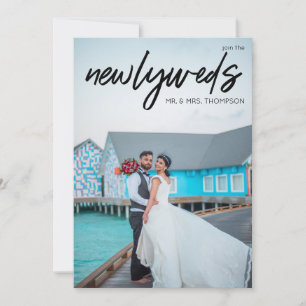 Invitación Recién casados B 3 Recepción de matrimonio con fot