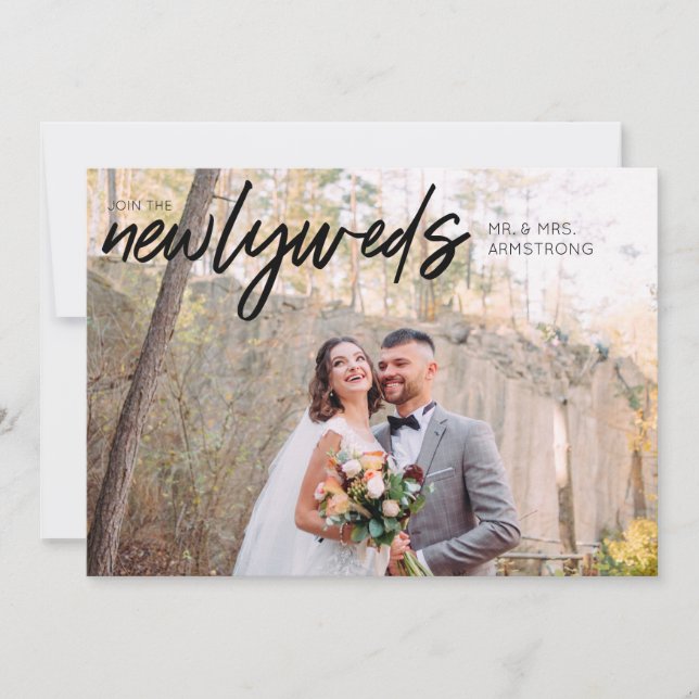 Invitación Recién casados B Horizontal 1 Recepción de matrimo (Anverso)
