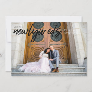 Invitación Recién casados B Horizontal 3 Foto Recepción de Bo