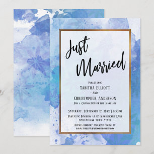 Invitación Recién Casados Borde Dorado Abstracto Salpicaduras