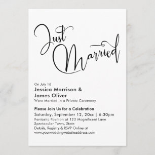 Invitación Recién Casados Caligrafía Elegante en Blanco y Neg
