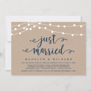 Invitación Recién casados, celebración de fiesta de boda fuga
