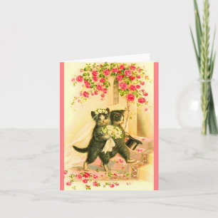 Invitación recién casados con gatito