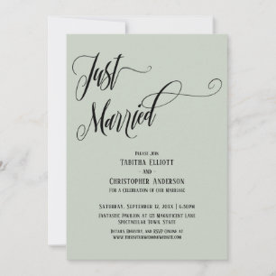 Invitación Recién Casados Elaborado Script, Verde Salvia Clar