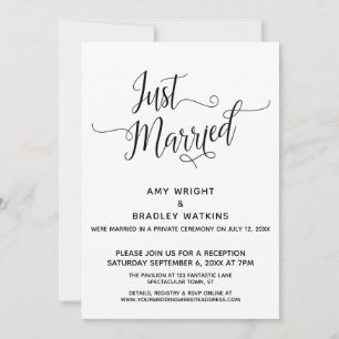 Invitación Recién Casados Elegante Caligrafía Solo Recepción