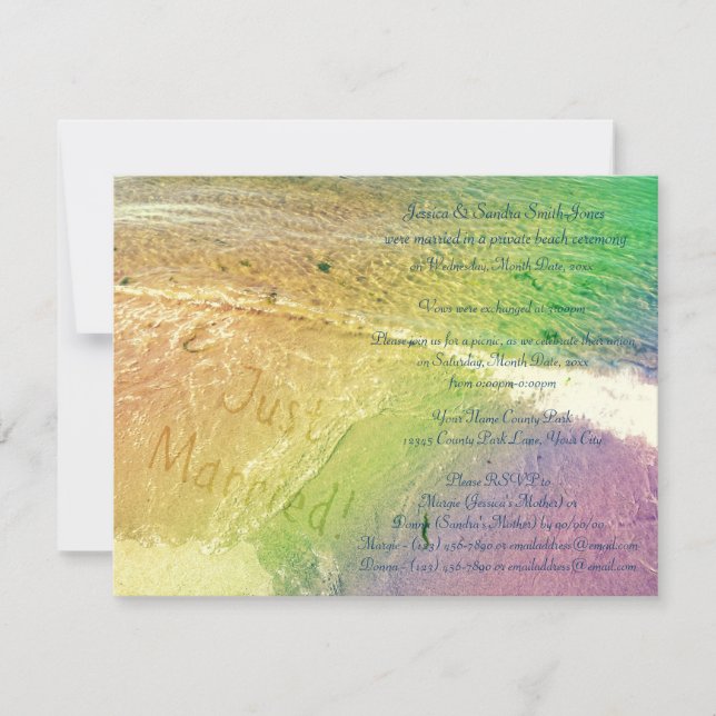 Invitación Recién Casados en la Playa (Anverso)