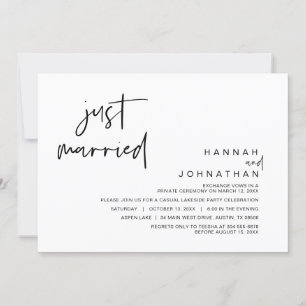 Invitación Recién Casados, Fiesta de Boda Fugaz
