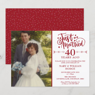 Invitación Recién casados Foto de boda del 40 aniversario