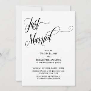 Invitación Recién Casados Guion Elaborado en Blanco y Negro