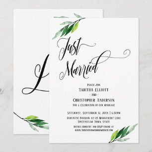 Invitación Recién Casados Guion Elaborado y Follaje