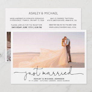 Invitación Recién Casados Huida 4 Fotos Solo Recepción de Inv