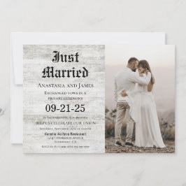 Invitación Recién Casados Madera Rústica Foto Post Boda