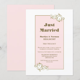 Invitación Recién Casados Marco Dorado Recepción de Boda Rosa