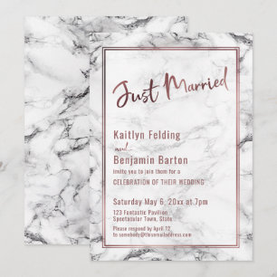 Invitación Recién Casados Modernos, Rosa Dorado, Mármol Atrev