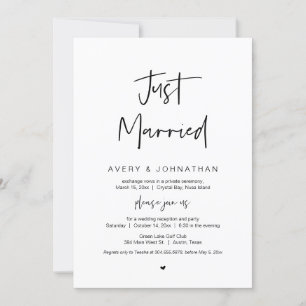 Invitación Recién Casados, Negro, Fiesta de Huida de Boda