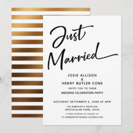 Invitación Recién Casados Recepción de Boda Moderna Rayas Dor