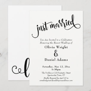 Invitación Recién Casados Recepción Únicamente en Negro y Bla