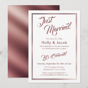 Invitación Recién Casados Rosa Dorado Sobre Blanco, Recepción